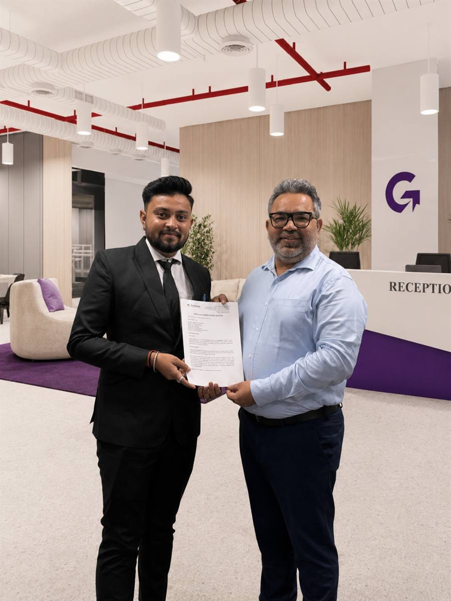 Devesh Sharma receiving his offer 